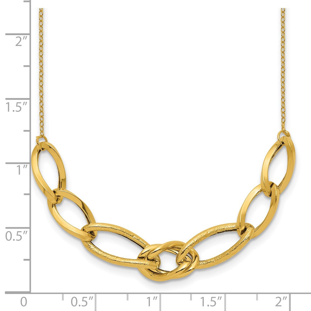 14k Polished and Textured Fancy Link Necklace