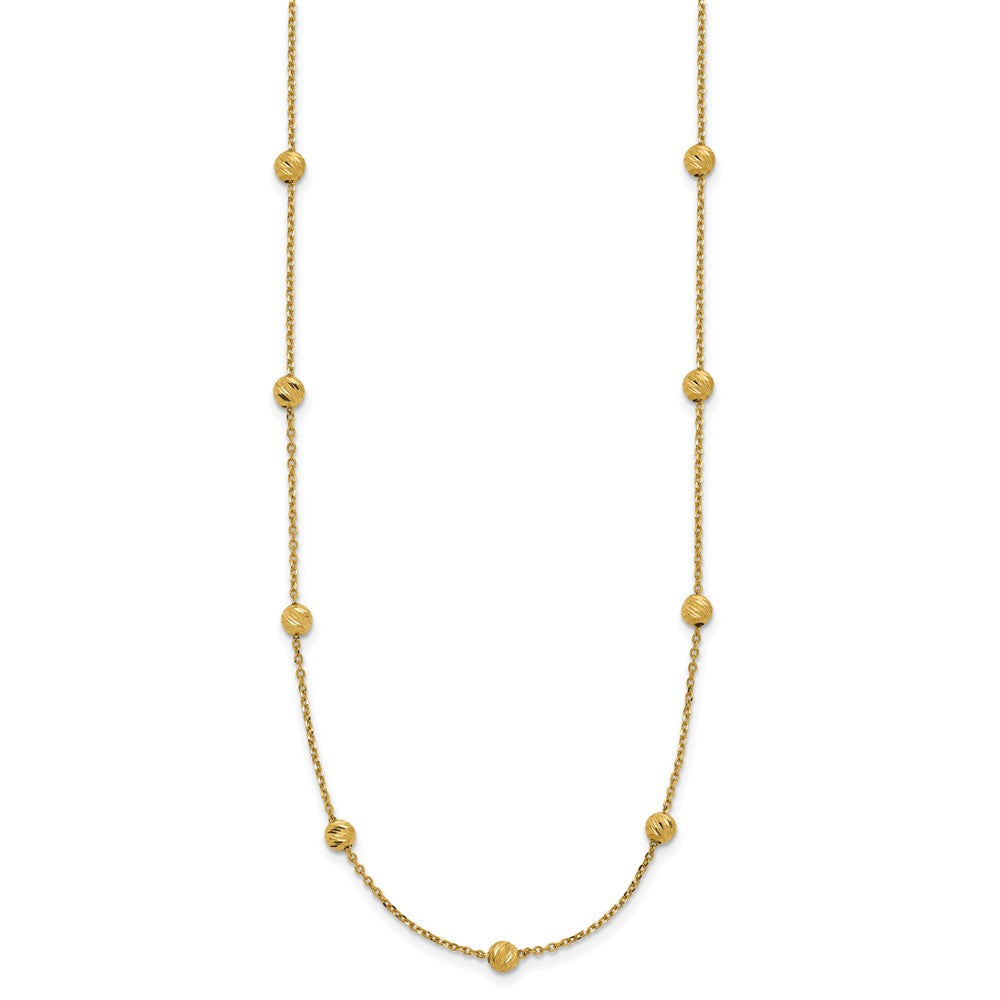 14K Diamond-cut Beads 17 inch Station Necklace