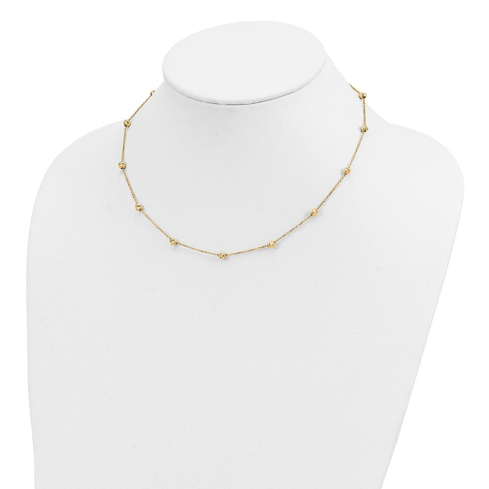 14K Diamond-cut Beads 17 inch Station Necklace