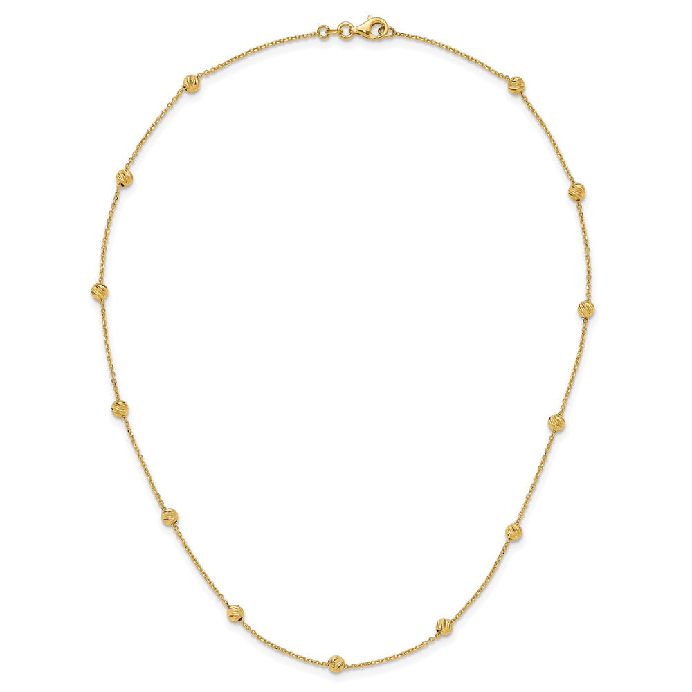 14K Diamond-cut Beads 17 inch Station Necklace