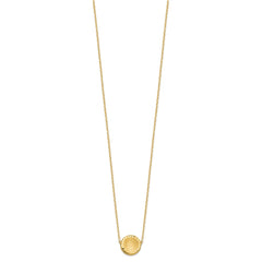 14k Brushed and Polished Diamond-cut Circle Pendant 18 inch Necklace