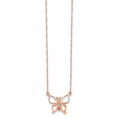 14k Rose Gold Polished Butterfly Necklace