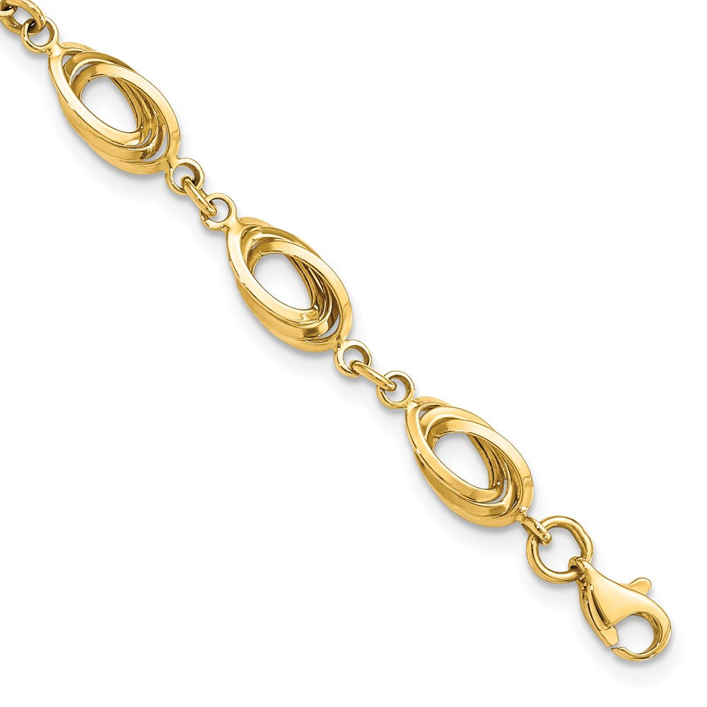 14k Polished 8mm Fancy Oval Link 7.5 inch Bracelet