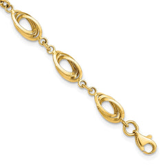 14k Polished 8mm Fancy Oval Link 7.5 inch Bracelet