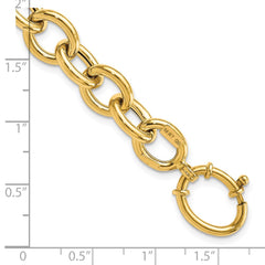 14k Polished 11mm Fancy Oval Cable Link 7.5 inch Bracelet
