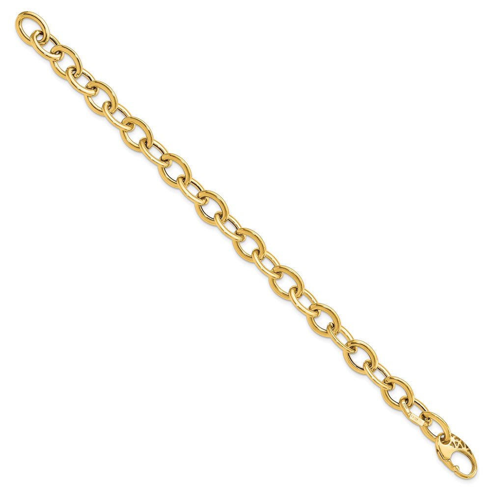 14k Polished 9.3mm Fancy Oval Link 8.5 inch Bracelet