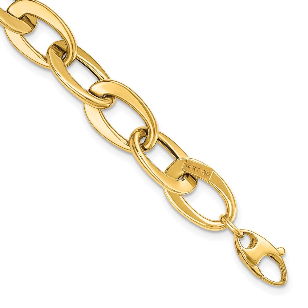 14k Polished 9.7mm Fancy Cable Link 8 inch Bracelet