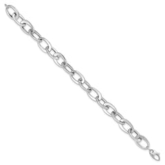 14k White Gold Polished 9.7mm Fancy Cable Link 8 inch Bracelet