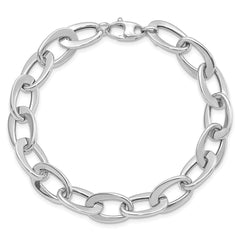 14k White Gold Polished 9.7mm Fancy Cable Link 8 inch Bracelet