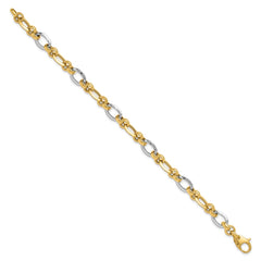 14K Two-tone Polished 8.2mm Fancy Link 7.75 inch Bracelet