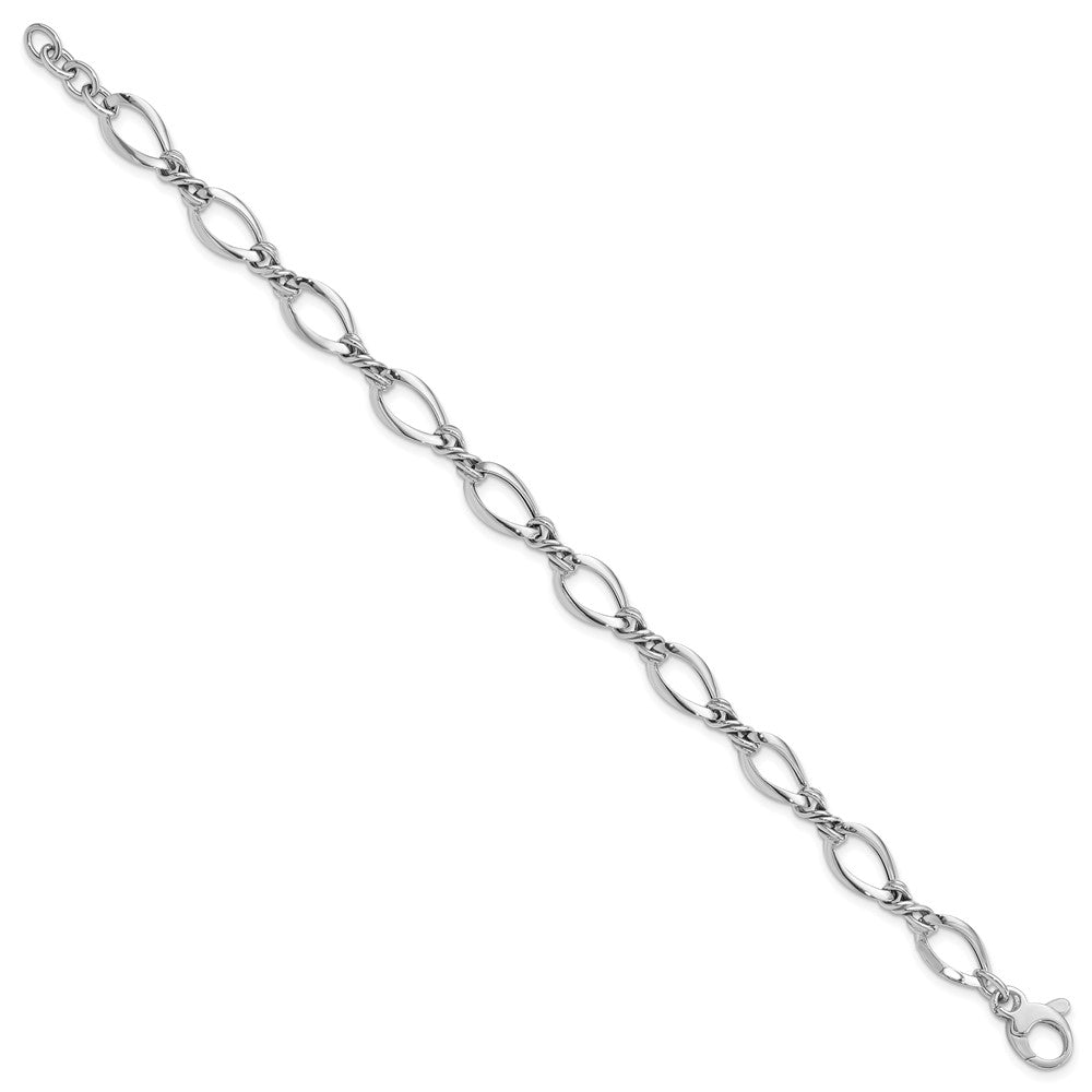 14k White Gold Polished 8.8mm Fancy Twisted Link 7.5 inch Bracelet