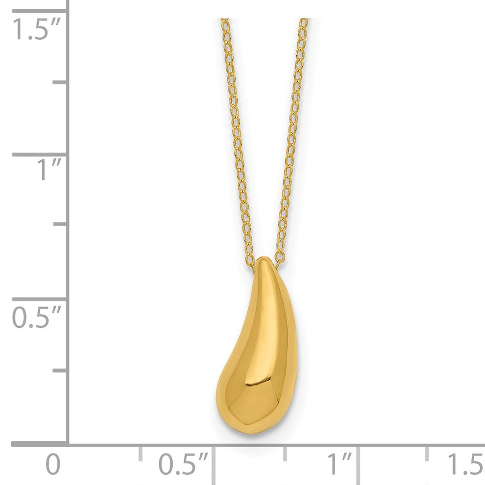 14k Polished Puffed Teardrop 18in Necklace