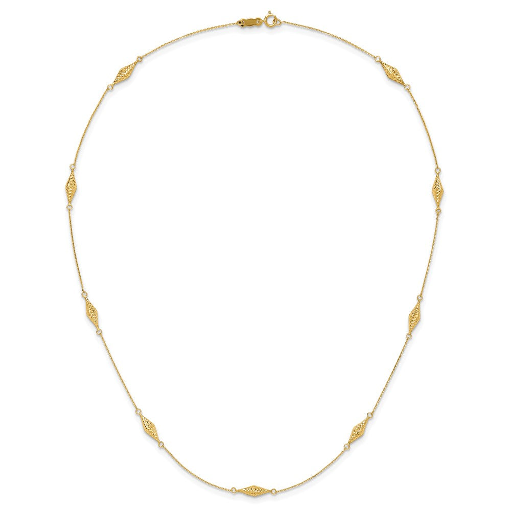 14k Polished and Diamond-cut Fancy Beaded 18 inch Necklace