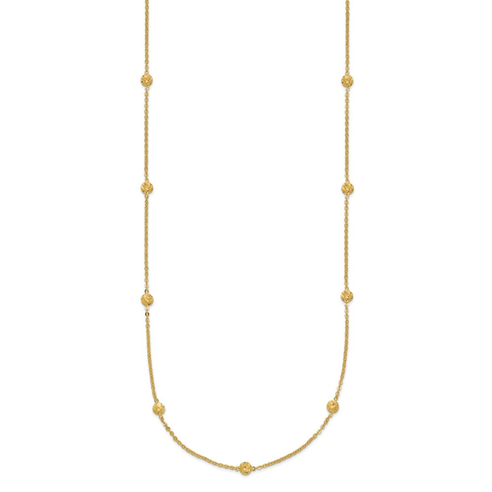 14k Polished Diamond-cut Tiny Puffed Circles 15-Station 18 inch Necklace