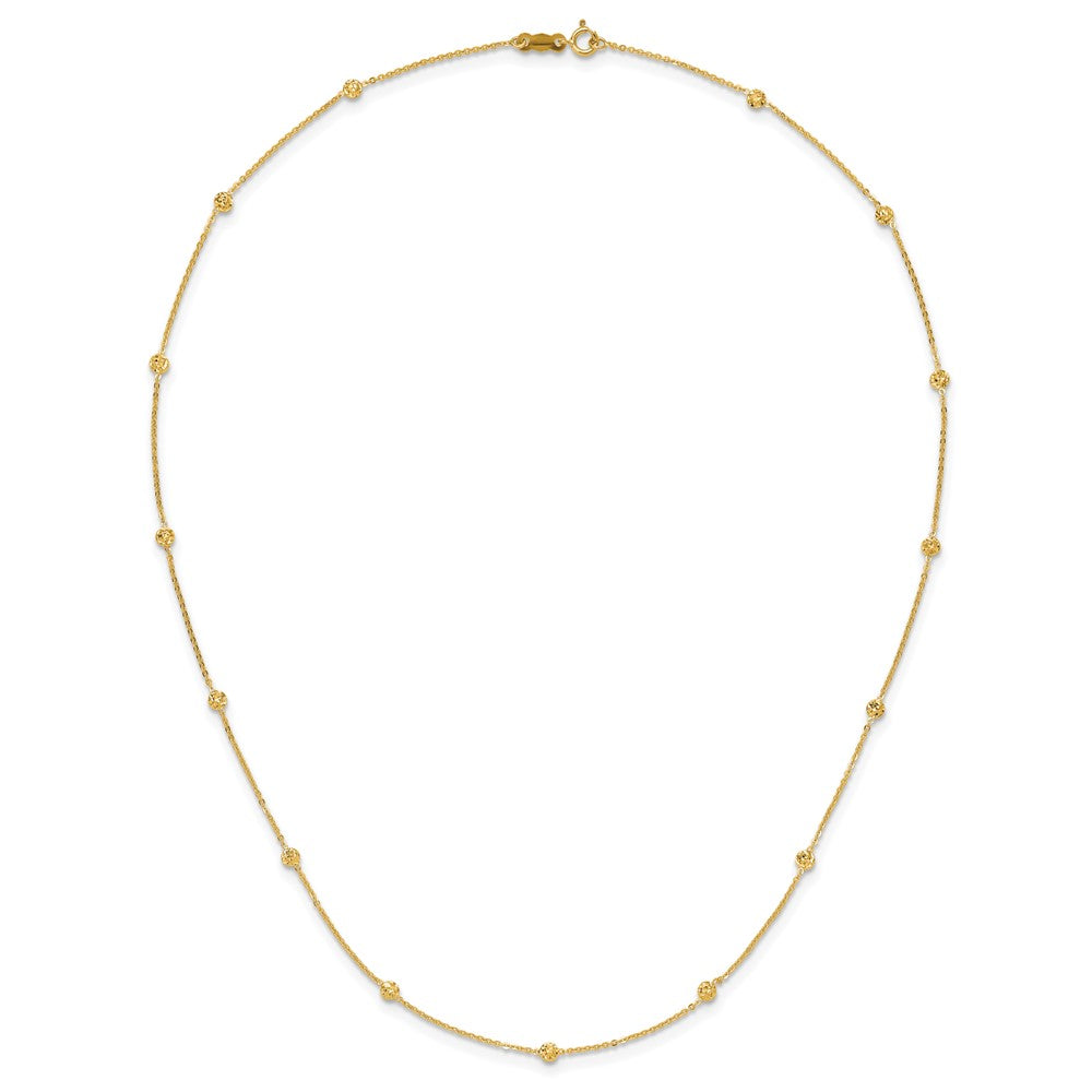 14k Polished Diamond-cut Tiny Puffed Circles 15-Station 18 inch Necklace