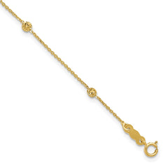14K Polished and Diamond-cut Tiny Puffed Circles 6-Station Bracelet