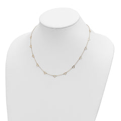 14k Polished Open Hearts on Heart Link 17-Station Necklace