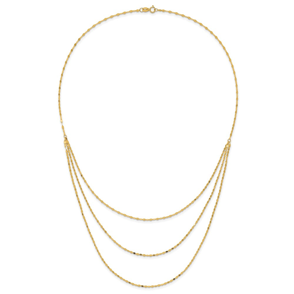 14k Polished Triple Strand Necklace