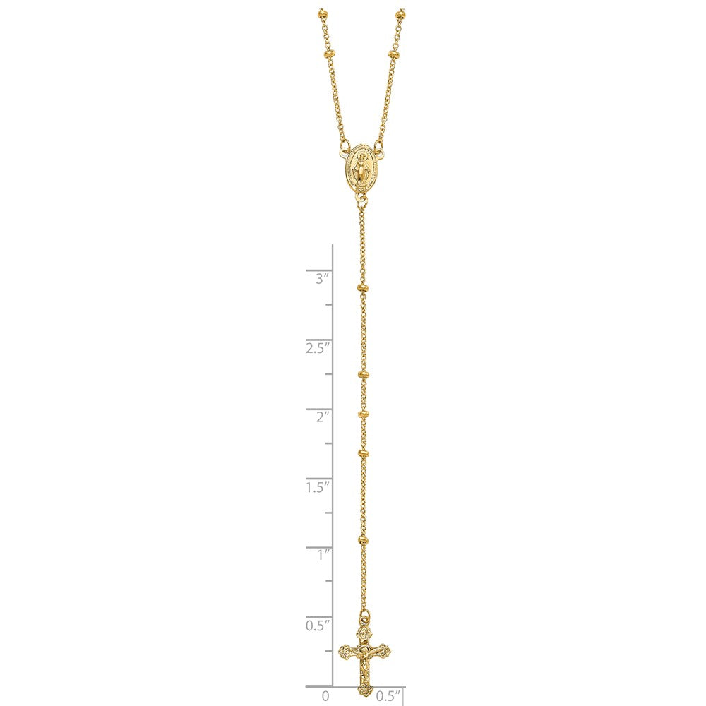 14k Polished 2mm Beaded Rosary Necklace