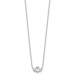 14k White Gold Polished Claddagh 17 inch Necklace
