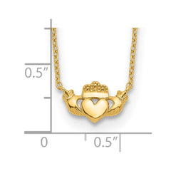 14k Polished Claddagh 17 inch Necklace