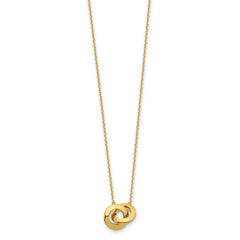 14k Polished Fancy Interlocking Circle 16 inch with 1 inch ext. Necklace