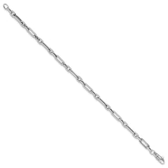 14K White Gold Polished 5mm Fancy Link 7.5 inch Bracelet