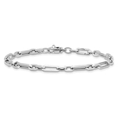 14K White Gold Polished 5mm Fancy Link 7.5 inch Bracelet