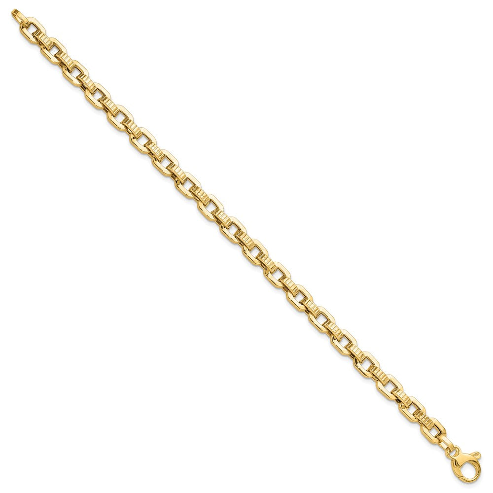 14k Gold Polished Textured Fancy Link Bracelet