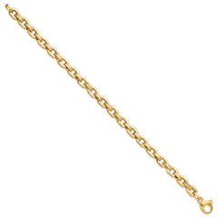 14k Gold Polished Textured Fancy Link Bracelet