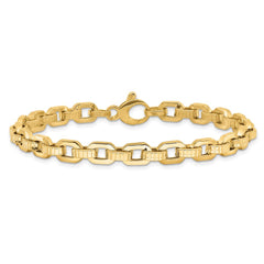 14k Gold Polished Textured Fancy Link Bracelet