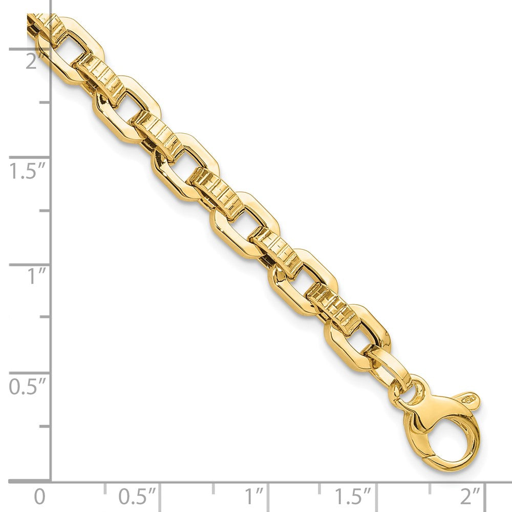 14k Gold Polished Textured Fancy Link Bracelet