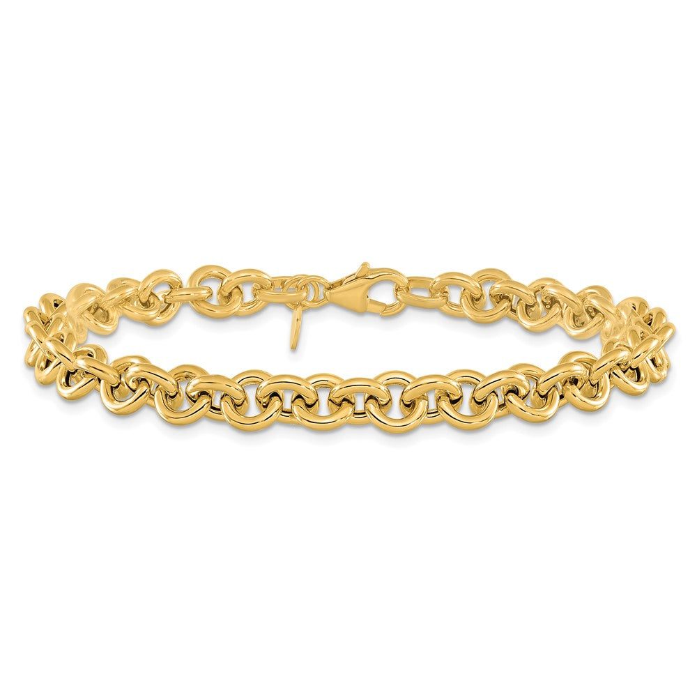 14k Polished Fancy 6.5mm Rolo Link Bracelet