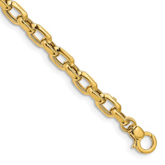 14K Polished 6.75mm Fancy Cable Link 7.5 inch Bracelet
