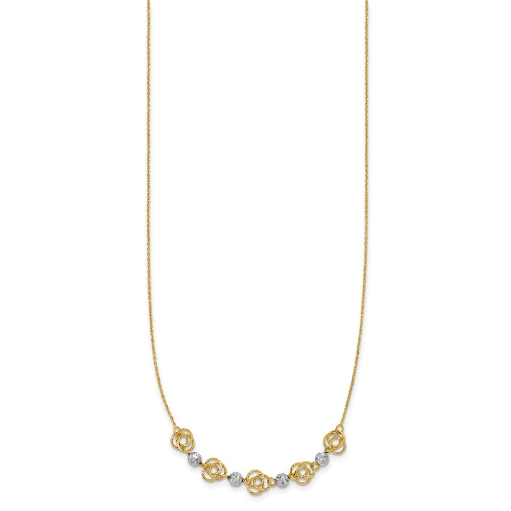 14k Two-tone Diamond-cut Beads & Knots Necklace