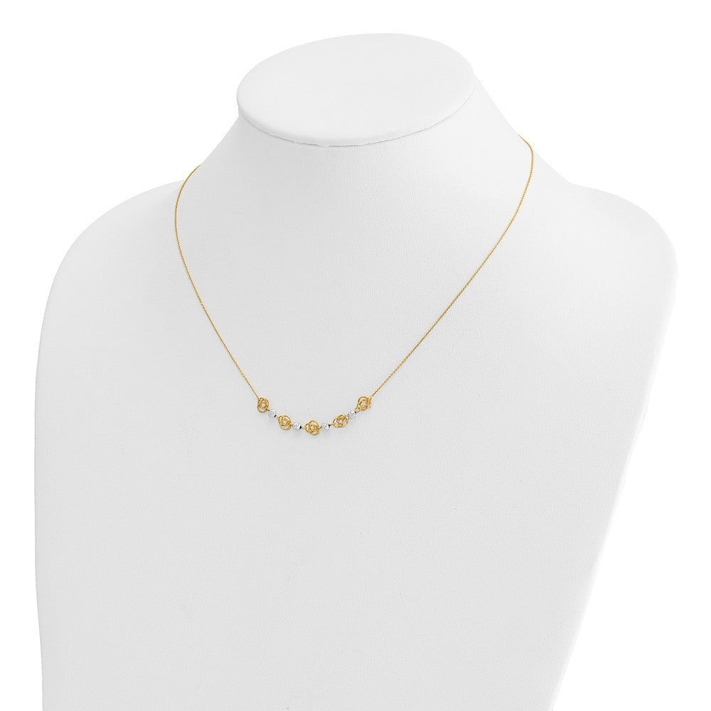 14k Two-tone Diamond-cut Beads & Knots Necklace