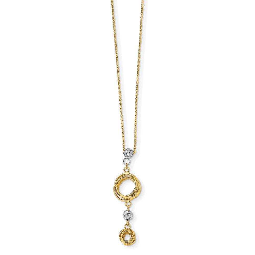 14k Two-tone Diamond-cut Beads & Love Knots Necklace