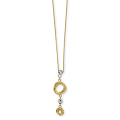 14k Two-tone Diamond-cut Beads & Love Knots Necklace