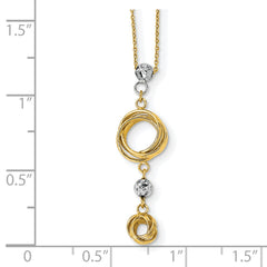 14k Two-tone Diamond-cut Beads & Love Knots Necklace