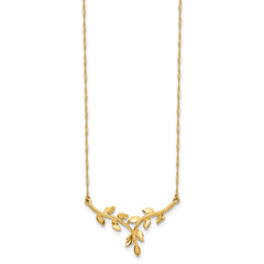 14K Polished Leaves 17 inch Necklace