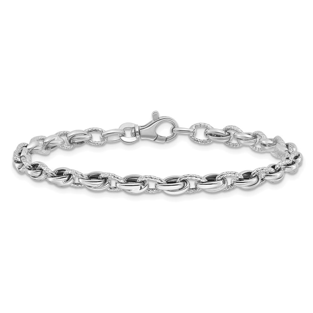 14K White Gold Polished Fancy Link 7.5 inch Bracelet - 2