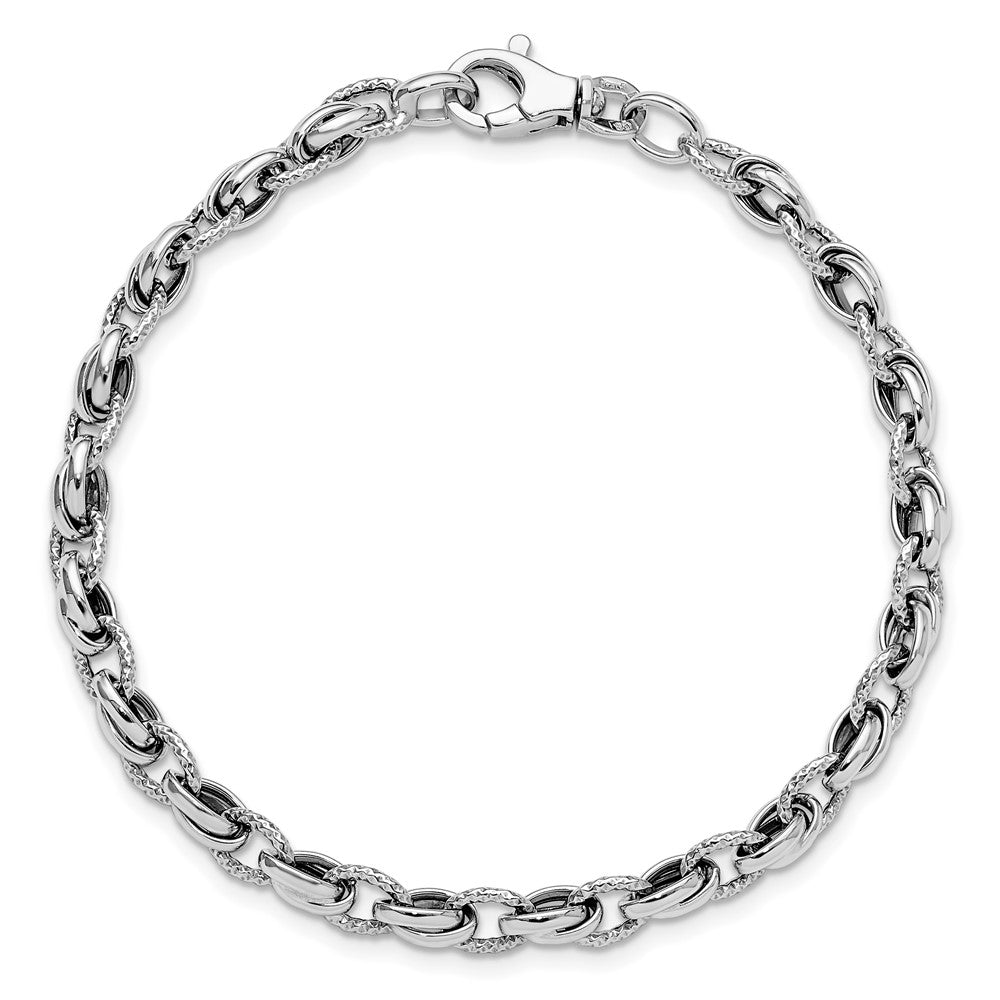 14K White Gold Polished Fancy Link 7.5 inch Bracelet - 2