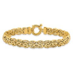 14k Fancy 7mm Flat Byzantine 7.5 inch Bracelet