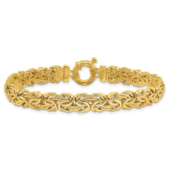 14k Fancy 8mm Flat Byzantine 7.5 inch Bracelet