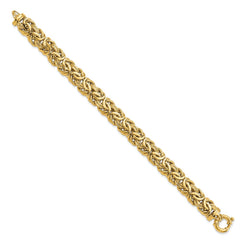 14k Fancy 11mm Flat Byzantine 7.5 inch Bracelet