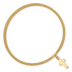 14K Mesh Cross Dangle Stretch Bracelet