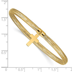 14K Mesh Cross Dangle Stretch Bracelet