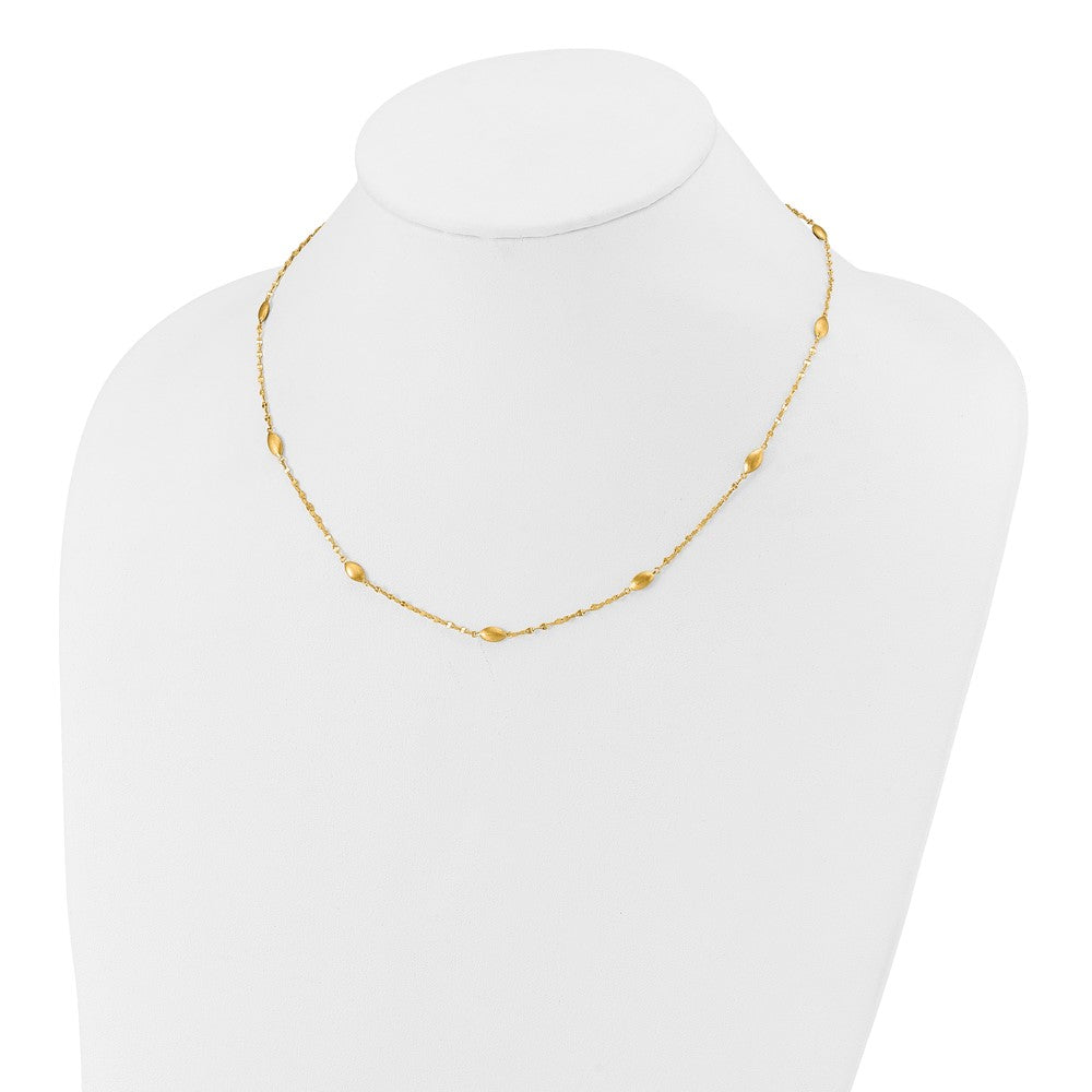 14k Diamond-cut Chain with Satin Oval Beads 18 inch Necklace