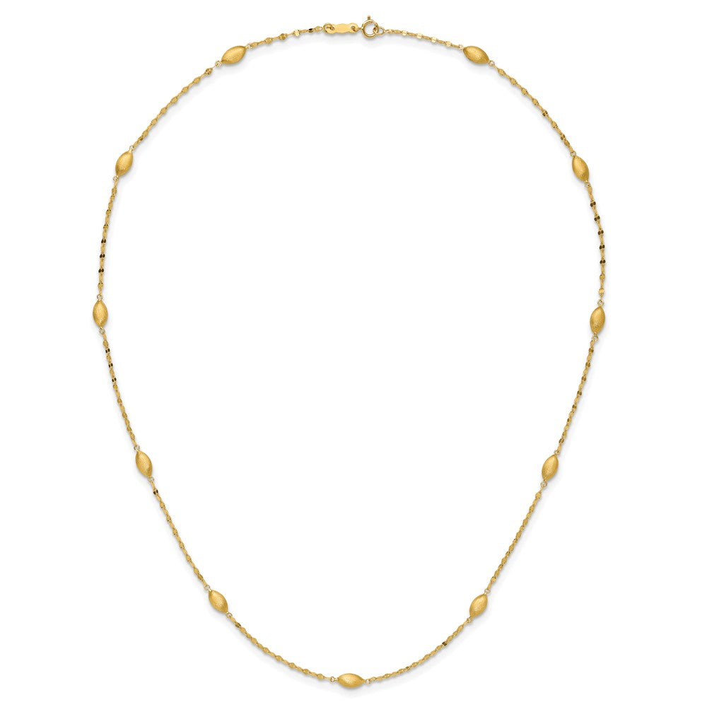 14k Diamond-cut Chain with Satin Oval Beads 18 inch Necklace
