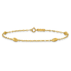 14k Diamond-cut w/Satin Oval Beads Bracelet